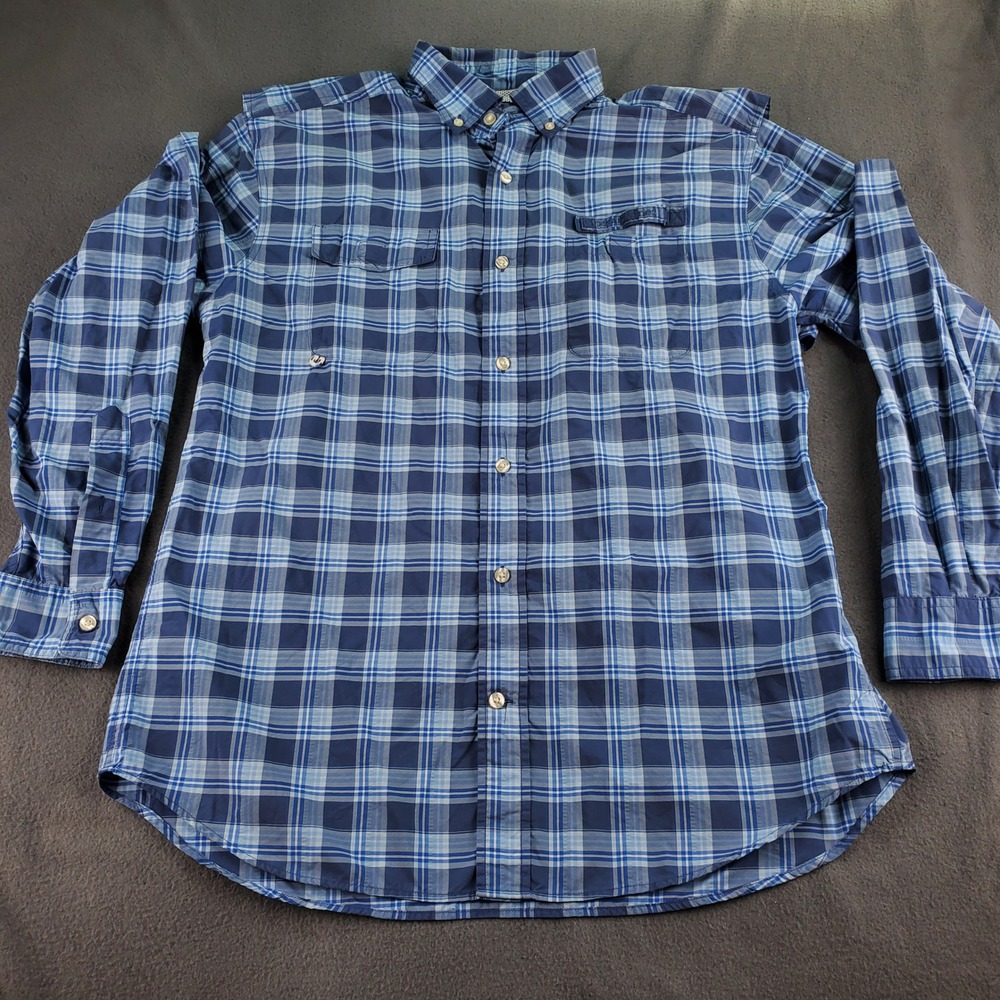 Vineyard Vines Performance Harbor Shirt Men's Blue Plaid Button Up M flawed - Picture 3 of 8